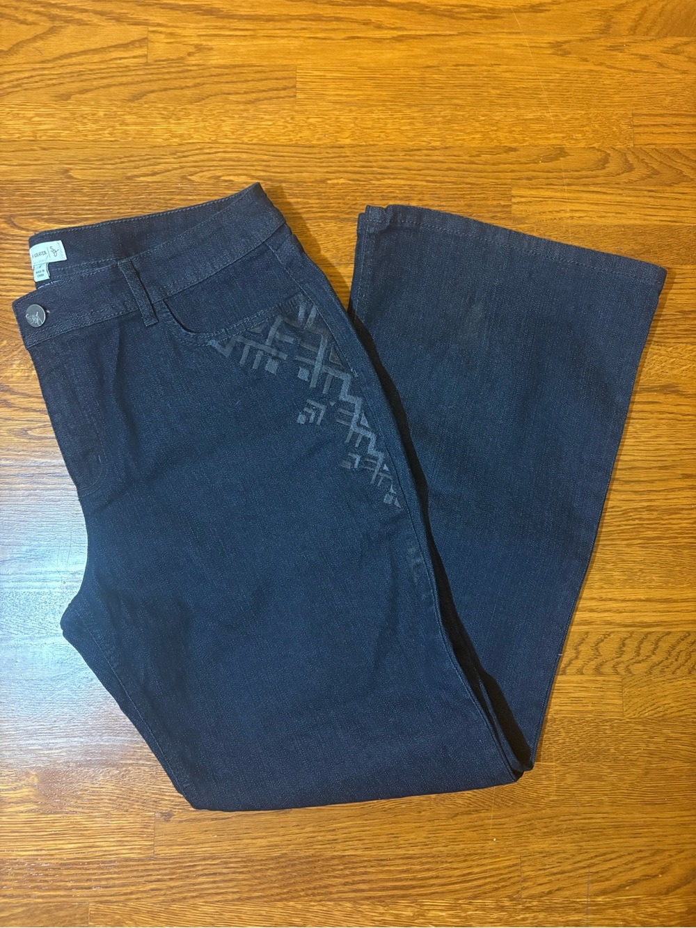 Embroidered Dark Wash Flare Jeans
